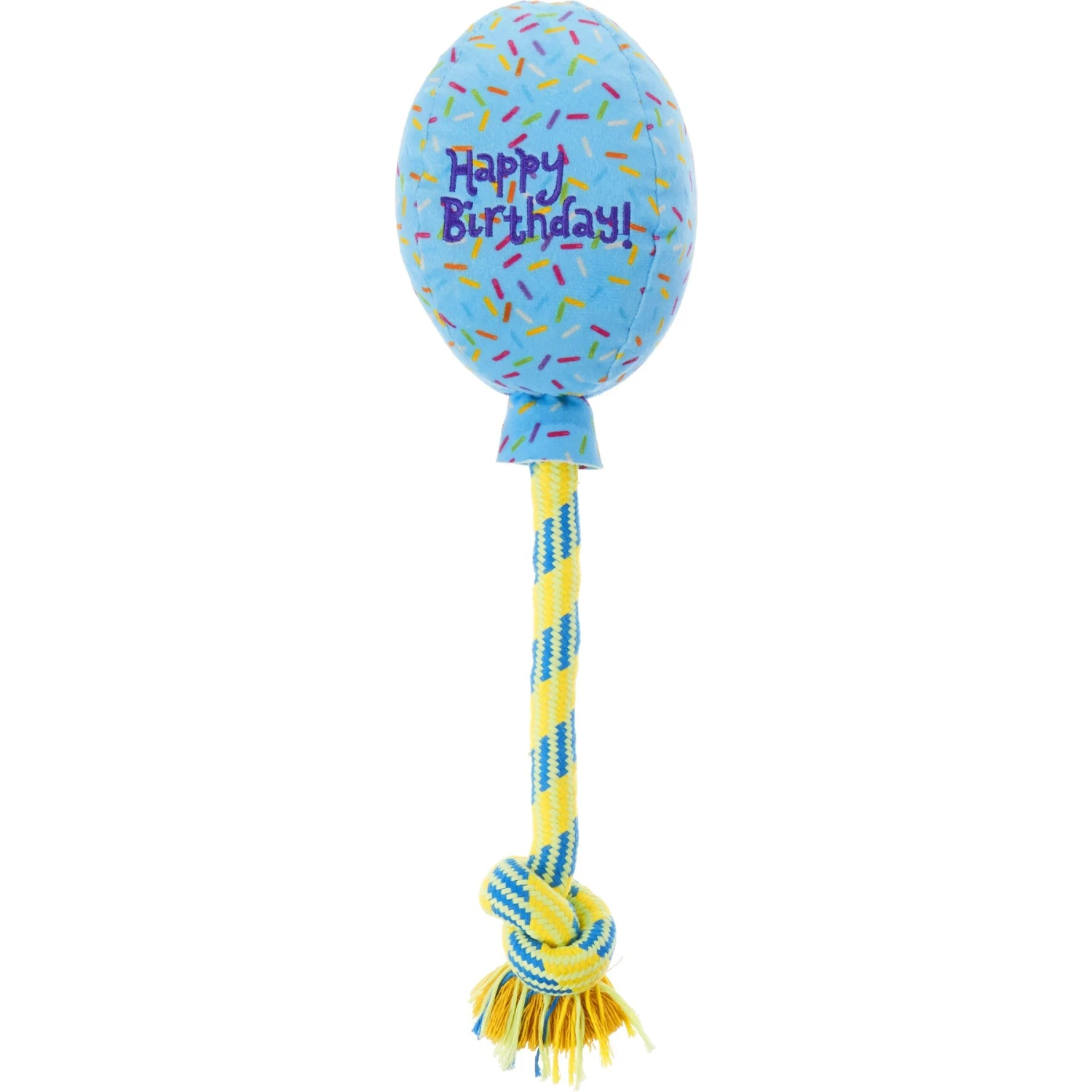 Frisco Birthday Balloon Plush With Rope Squeaky Dog Toy 1 Frisco Birthday Balloon Plush With Rope Squeaky Dog Toy