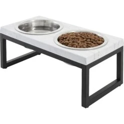 Frisco Marble Print Stainless Steel Double Elevated Dog Bowl -Frisco Shop 216017 PT2. AC SS1800 V1591020395