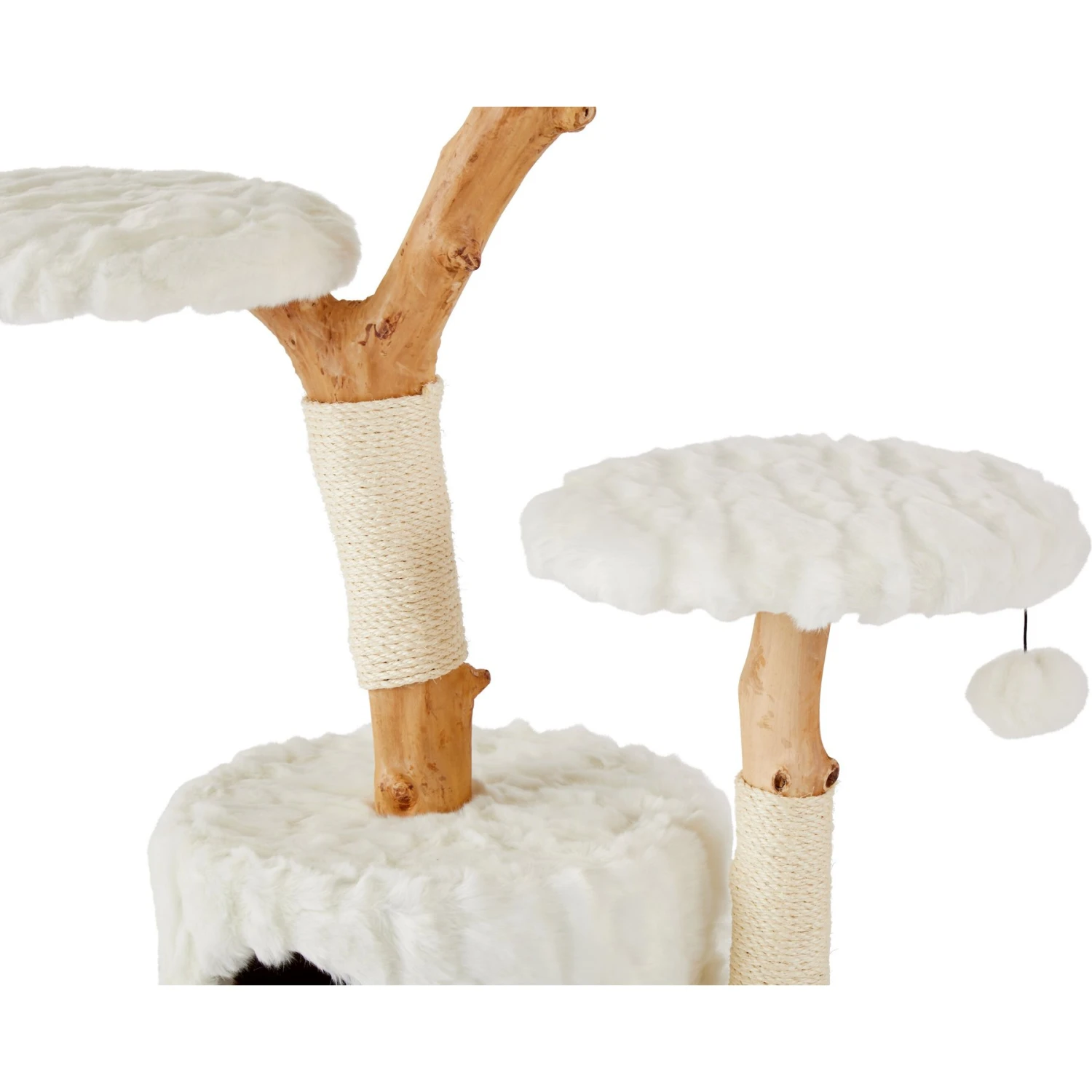 Frisco Natural Wood Modern Cat Tree With Toy, Ivory, Large 5 Frisco Natural Wood Modern Cat Tree With Toy, Ivory, Large - Image 5