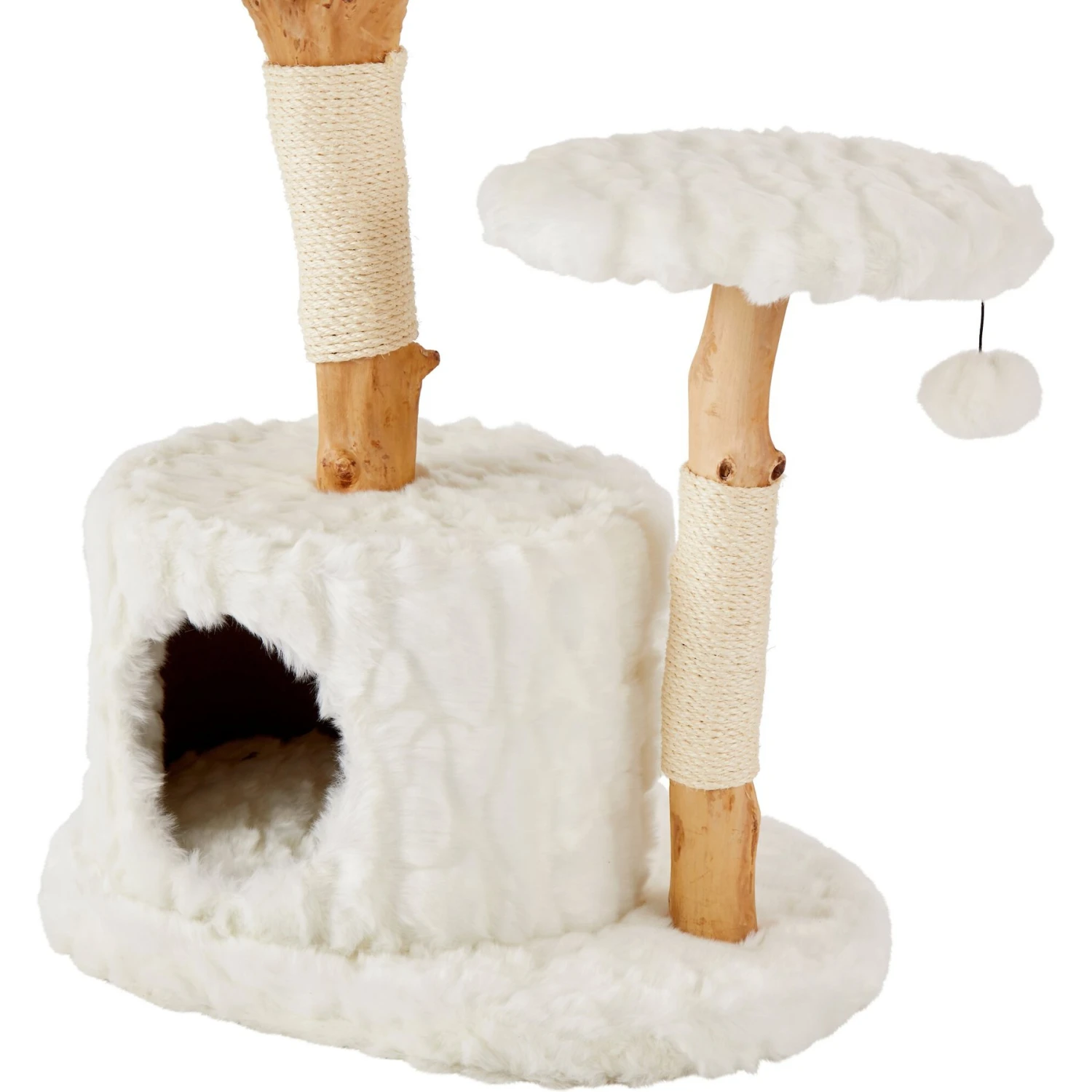 Frisco Natural Wood Modern Cat Tree With Toy, Ivory, Large 6 Frisco Natural Wood Modern Cat Tree With Toy, Ivory, Large - Image 6