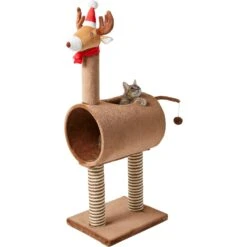 Frisco Holiday 52.3-in Reindeer Cat Scratching Post & Tunnel -Frisco Shop 236569 PT2. AC SS1800 V1601334091