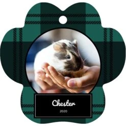 Frisco Plaid Paw Shape Metal Personalized Dog & Cat Holiday Ornament -Frisco Shop 249363 PT3. AC SS1800 V1601637967