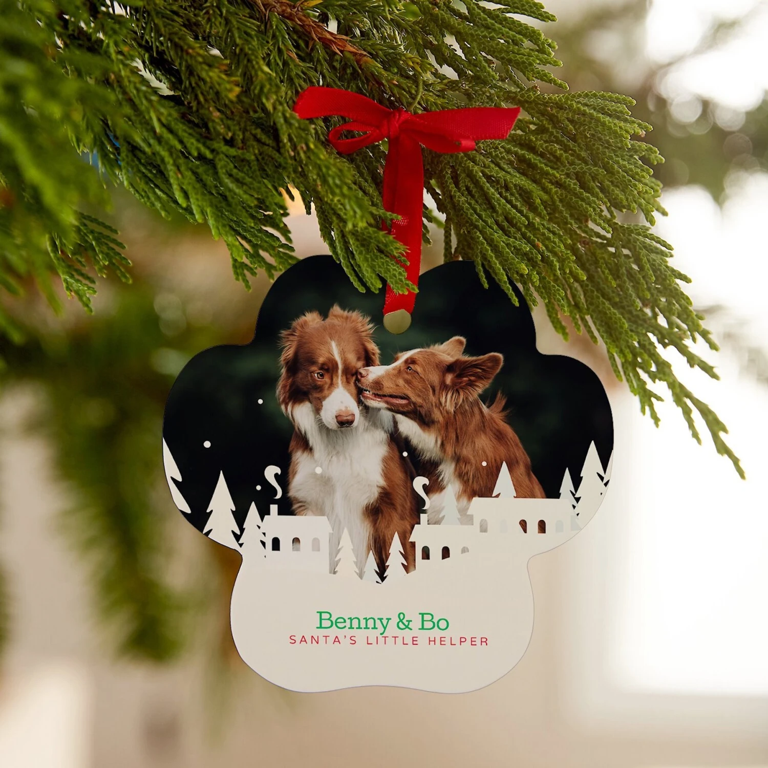 Frisco Winter Town Paw Shape Metal Personalized Dog & Cat Holiday Ornament 3 Frisco Winter Town Paw Shape Metal Personalized Dog & Cat Holiday Ornament - Image 3