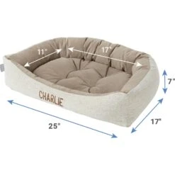 Frisco Rectangular Personalized Bolster Dog Bed W/Removable Cover, Beige, Medium -Frisco Shop 252613 PT2. AC SS1800 V1605142360