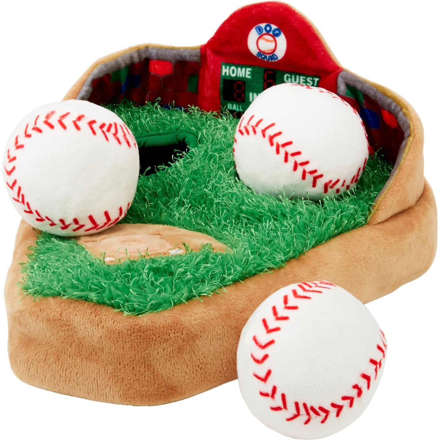 Frisco Baseball Hide & Seek Puzzle Plush Squeaky Dog Toy 1 Frisco Baseball Hide & Seek Puzzle Plush Squeaky Dog Toy