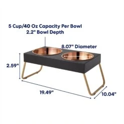 Frisco Copper Stainless Steel Elevated Foldable Double Dog & Cat Bowls -Frisco Shop 253060 PT1. AC SS1800 V1685731990