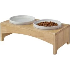Frisco Ceramic Dog & Cat Double Diner With Elevated Wood Stand -Frisco Shop 256052 PT4. AC SS1800 V1615311799