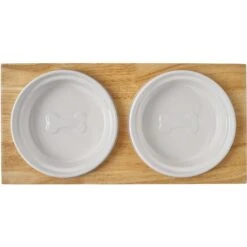 Frisco Ceramic Dog & Cat Double Diner With Elevated Wood Stand -Frisco Shop 256052 PT5. AC SS1800 V1615313559