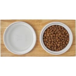 Frisco Ceramic Dog & Cat Double Diner With Elevated Wood Stand -Frisco Shop 256052 PT6. AC SS1800 V1615311469