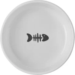 Frisco Round Meow Non-skid Ceramic Cat Bowl With Wood Base -Frisco Shop 256078 PT4. AC SS1800 V1615312284