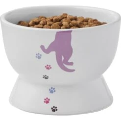 Frisco Cat Print Non-skid Elevated Ceramic Cat Bowl, Short -Frisco Shop 256096 PT5. AC SS1800 V1616522496