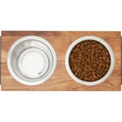 Frisco Wood Elevated Non-Skid Stainless Steel Double Diner Dog & Cat Bowl 8 Frisco Wood Elevated Non-Skid Stainless Steel Double Diner Dog & Cat Bowl -Frisco Shop 257143 PT2. AC SS1800 V1615310833
