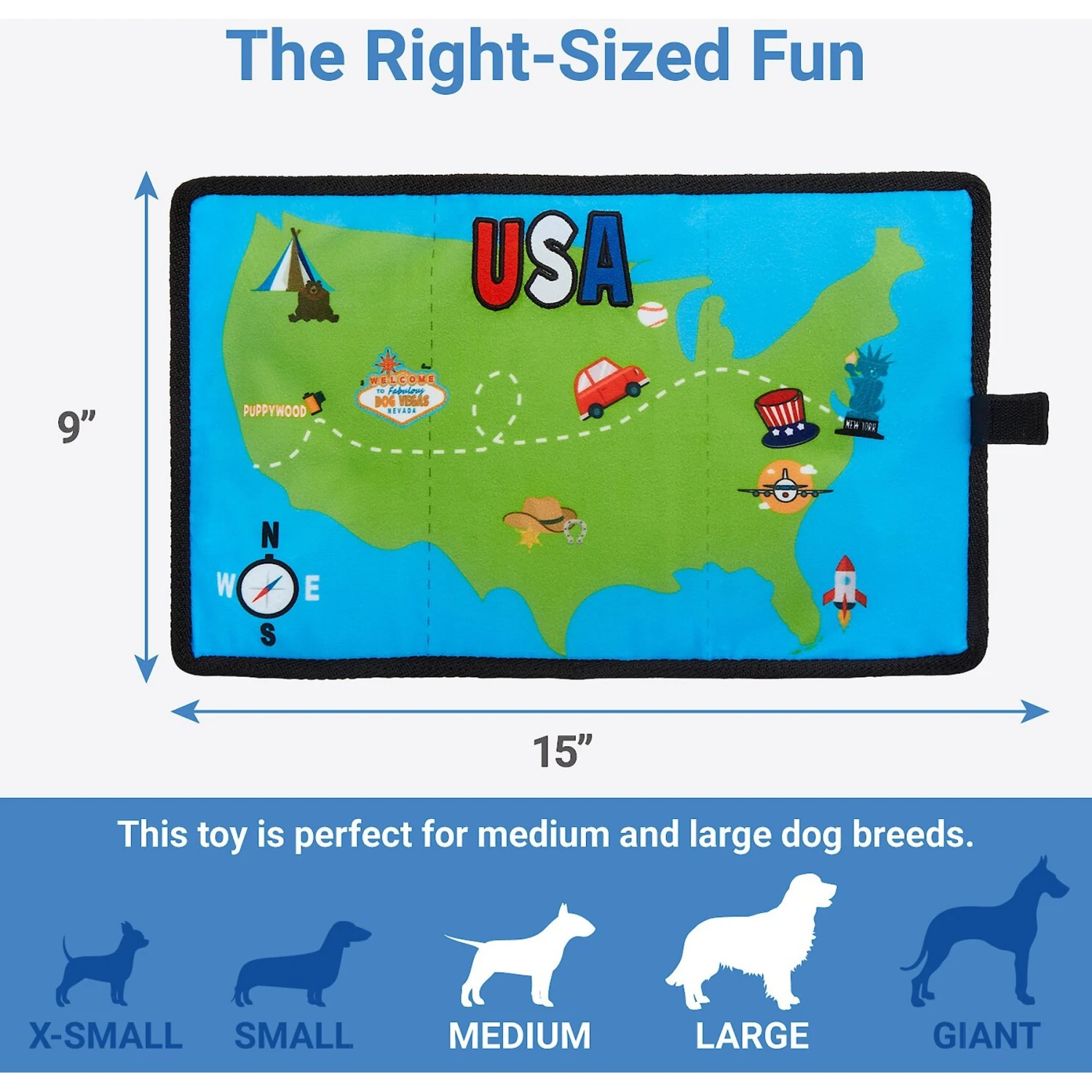 Frisco Road Trip Foldable Map Flat Plush Squeaky Dog Toy 2 Frisco Road Trip Foldable Map Flat Plush Squeaky Dog Toy - Image 2