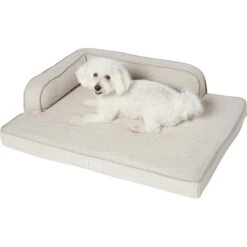 Frisco Faux Linen Corner Personalized Bolster Dog Bed W/Removable Cover -Frisco Shop 262158 PT2. AC SS1800 V1615568495