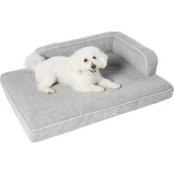 Frisco Faux Linen Corner Personalized Bolster Dog Bed W/Removable Cover, Harbour Blue, L -Frisco Shop 262160 PT2. AC SS1800 V1615568489