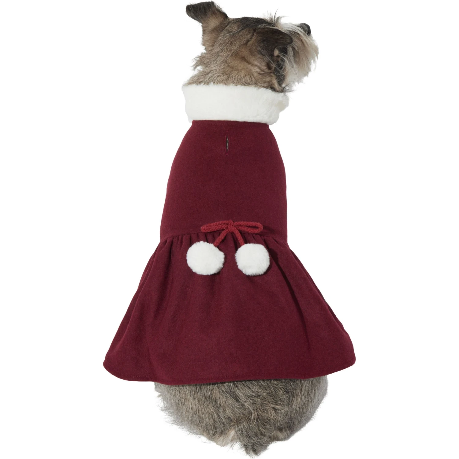 Frisco Mediumweight Pom Pom Bow Dog & Cat Peacoat Dress, Red 3 Frisco Mediumweight Pom Pom Bow Dog & Cat Peacoat Dress, Red - Image 3