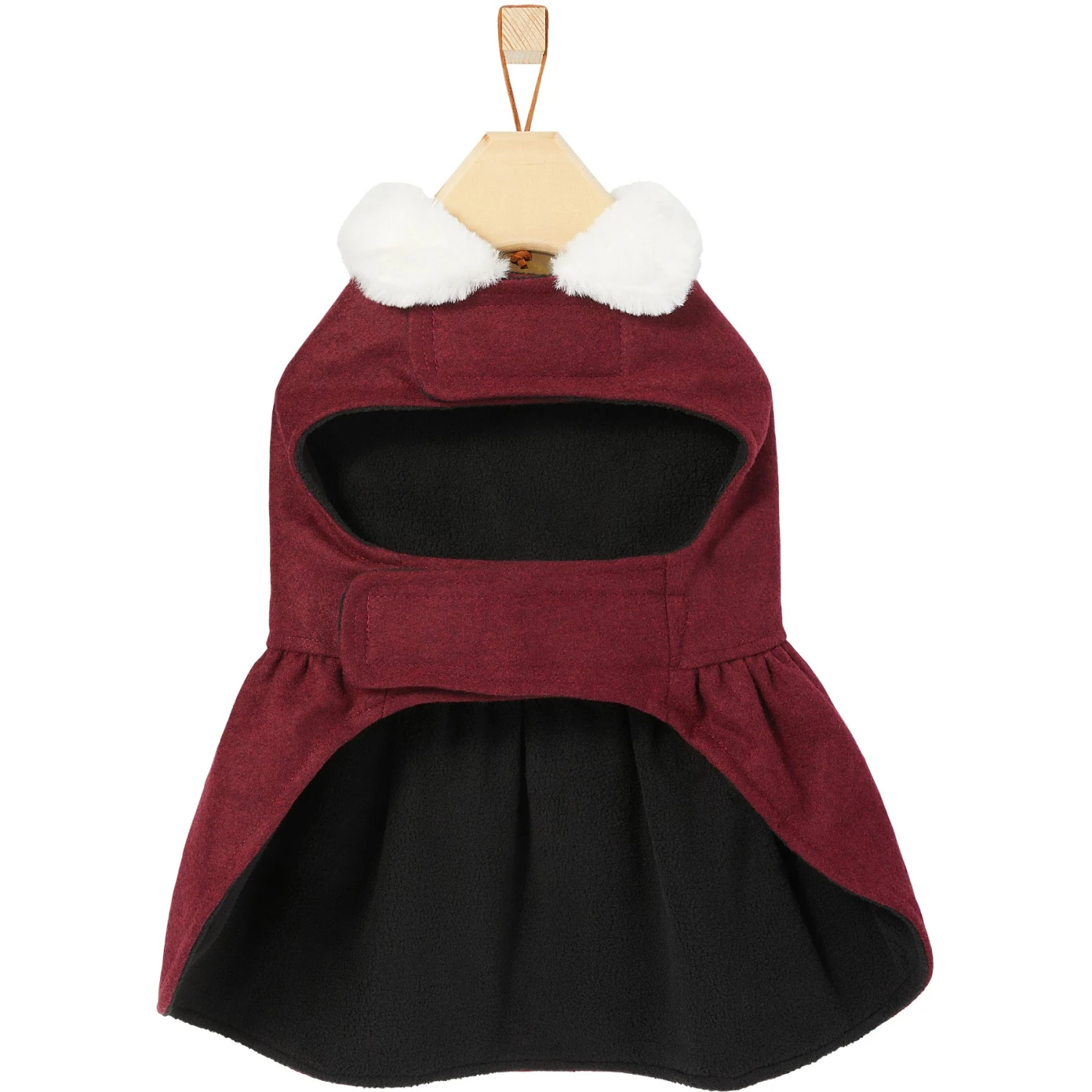 Frisco Mediumweight Pom Pom Bow Dog & Cat Peacoat Dress, Red 5 Frisco Mediumweight Pom Pom Bow Dog & Cat Peacoat Dress, Red - Image 5