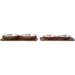 Frisco Silicone Stainless Steel Double Diner Dog & Cat Bowl, Brown -Frisco Shop 277551 PT5. AC SS1800 V1627936139