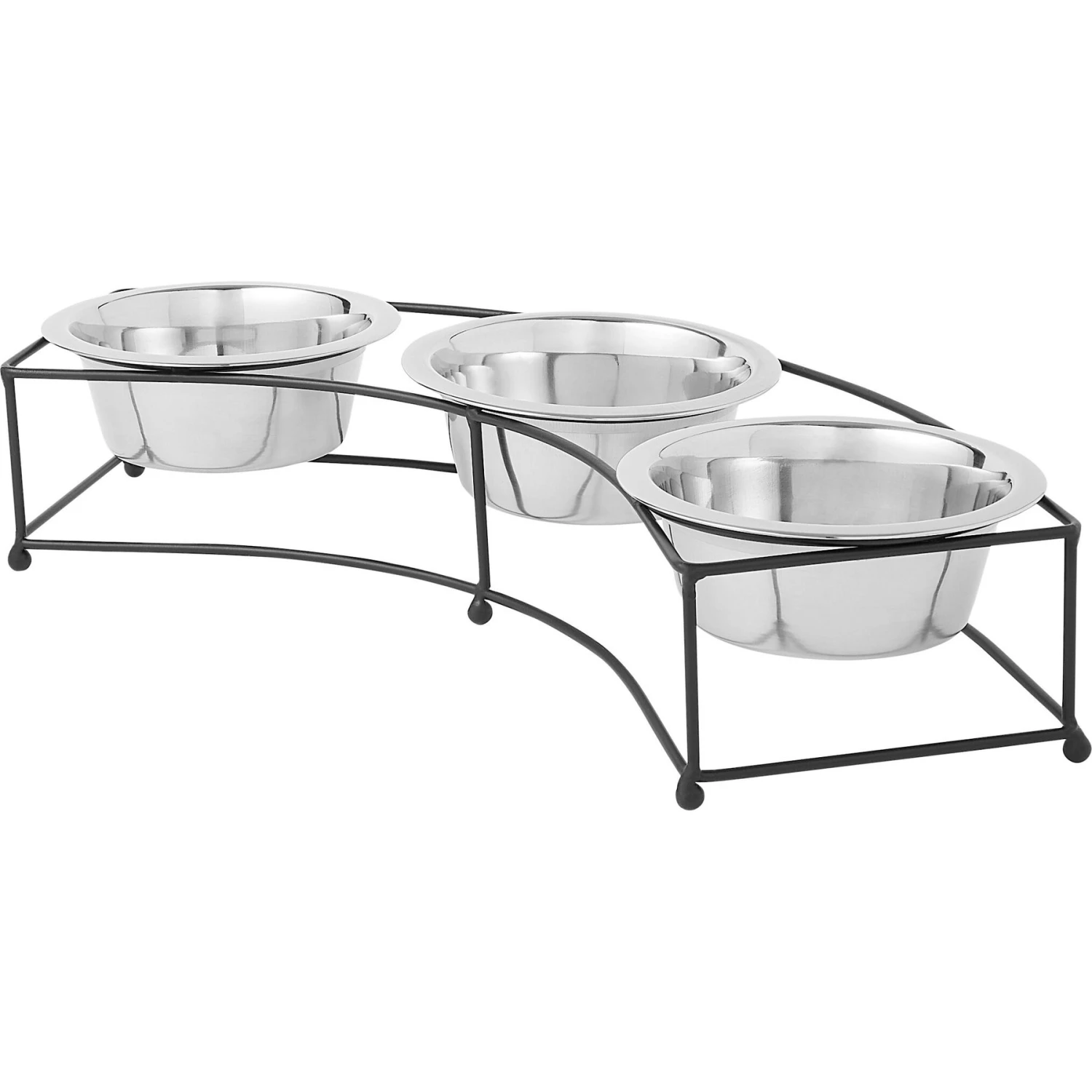 Frisco Multi Pet Feeding 3-Bowls Curved Stainless Steel Dog & Cat Bowl 1 Frisco Multi Pet Feeding 3-Bowls Curved Stainless Steel Dog & Cat Bowl