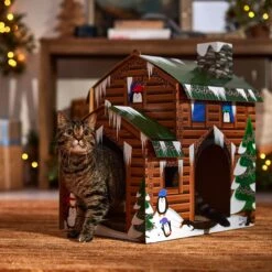 Frisco Holiday Log Cabin Cardboard Cat House -Frisco Shop 287287 PT4. AC SS1800 V1695045245