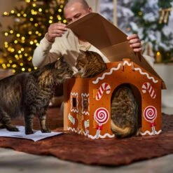 Frisco Holiday Gingerbread House Cardboard Cat House Cat Toy -Frisco Shop 287289 PT3. AC SS1800 V1695046487