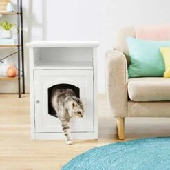 Frisco Decorative Side Table Cat Litter Box Cover & Frisco Open Top Cat Litter Box With Rim, Large -Frisco Shop 297992 PT4. AC SS1800 V1621306337