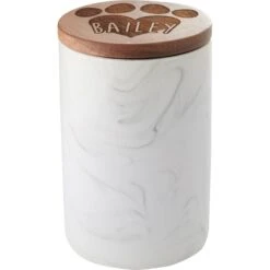 Frisco Ceramic Marble Print Personalized Treat Jar With Wood Lid, 3.75 Cups -Frisco Shop 301181 PT3. AC SS1800 V1630332827
