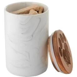 Frisco Ceramic Marble Print Personalized Treat Jar With Wood Lid, 3.75 Cups -Frisco Shop 301181 PT4. AC SS1800 V1630332582