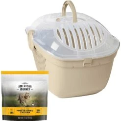 Frisco Top Loading Cat Kennel & American Journey 100% Chicken Freeze-Dried Grain-Free Cat Treats