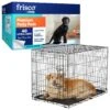 Frisco Fold & Carry Single Door Collapsible Wire Dog Crate & Frisco Premium Extra Large Printed Dog Training & Potty Pads
