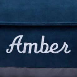 Frisco Personalized Navy Bolstered Bed With Navy Check Bolster -Frisco Shop 311766 PT3. AC SS1800 V1630593998