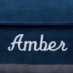 Frisco Personalized Navy Bolstered Bed With Navy Check Bolster, X-Large -Frisco Shop 311768 PT3. AC SS1800 V1630593987