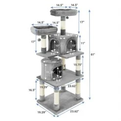 Frisco 61-in Faux Fur Cat Tree & Condo & Frisco 38-in Cat Tree With Condo, Top Perch & Toy -Frisco Shop 318964 PT2. AC SS1800 V1630367789