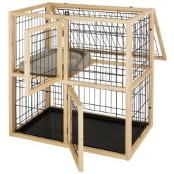 Frisco Collapsible Wood & Wire Cat Cage Playpen, 2 Level -Frisco Shop 323214 PT3. AC SS1800 V1645493866