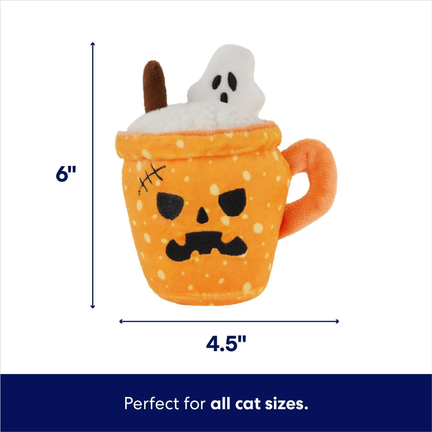 Frisco Halloween Spooky Pumpkin Spice Latte Plush Cat Toy With Catnip 2 Frisco Halloween Spooky Pumpkin Spice Latte Plush Cat Toy With Catnip - Image 2