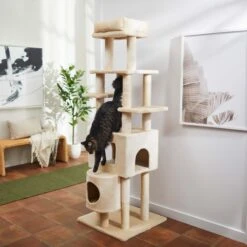 Frisco 71-in Faux Fur Cat Tree & Condo & Frisco Deshedding Dog & Cat Brush -Frisco Shop 660294 PT3. AC SS1800 V1666838880