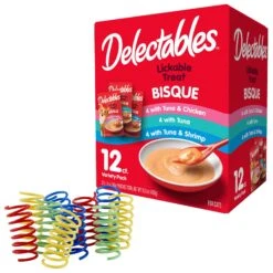 Hartz Delectables Bisque Variety Pack Lickable Cat Treats & Frisco Colorful Springs Cat Toy