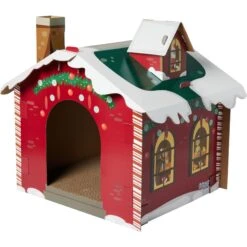 Frisco Holiday Log Cabin Cardboard Cat House & Frisco Holiday Santa's Workshop Cardboard Cat House -Frisco Shop 986198 PT5. AC SS1800 V1698257790