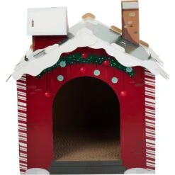 Frisco Holiday Log Cabin Cardboard Cat House & Frisco Holiday Santa's Workshop Cardboard Cat House -Frisco Shop 986198 PT7. AC SS1800 V1698257790