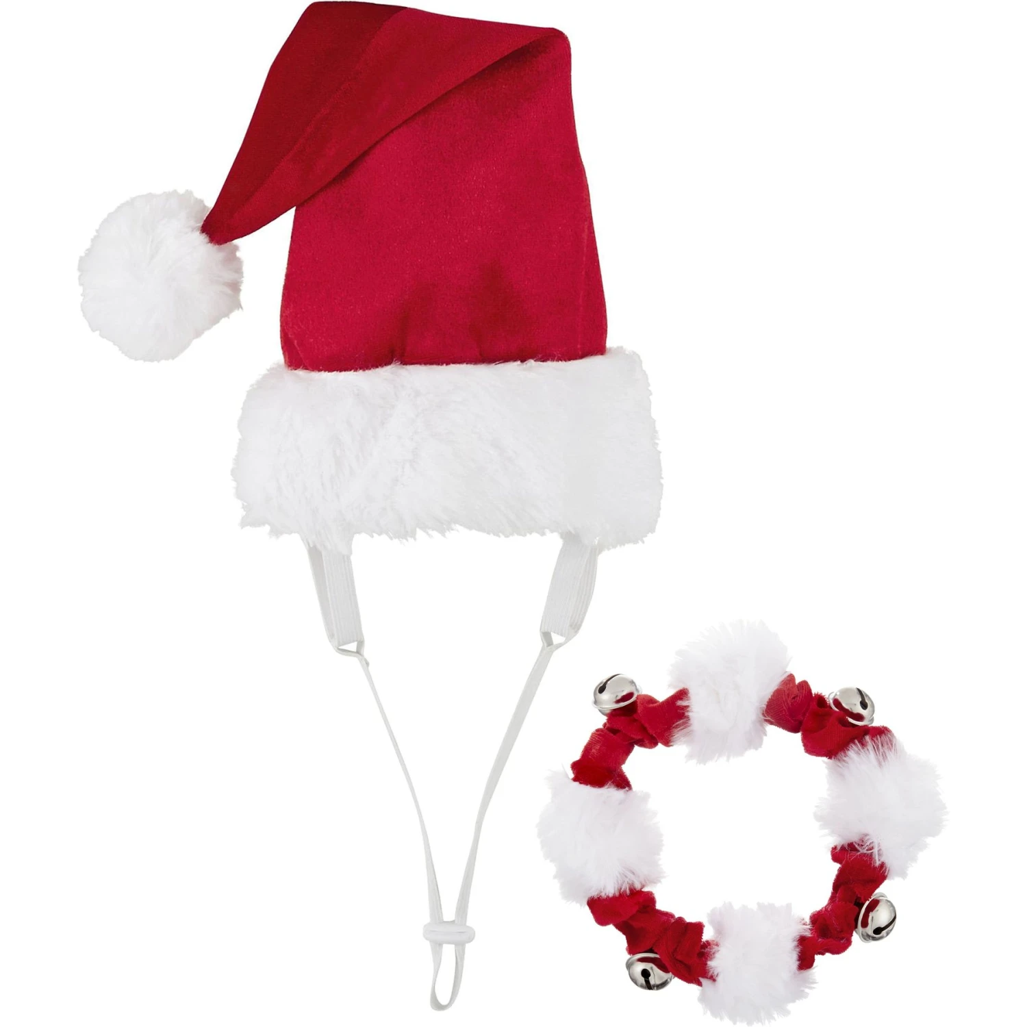 Frisco Holiday Dog & Cat Santa Hat, 1 Count & Frisco Jingle Bells Dog & Cat Holiday Collar With Bells, 1 Count 1 Frisco Holiday Dog & Cat Santa Hat, 1 Count & Frisco Jingle Bells Dog & Cat Holiday Collar With Bells, 1 Count
