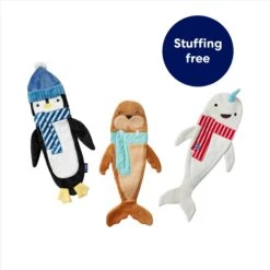 Frisco Holiday Ho Ho Ho Fetch Squeaky Tennis Ball Dog Toy & Frisco Holiday Arctic Friends Stuffing-Free Skinny Plush Squeaky Dog Toy -Frisco Shop 986310 PT7. AC SS1800 V1698258405